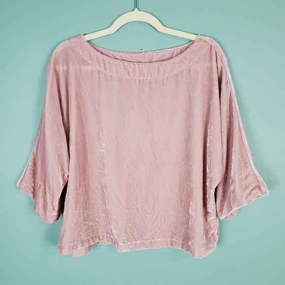 Cupcakes & Cashmere Kobe Misty Rose Velvet Dolan Top Size Small - Picture 1 of 6